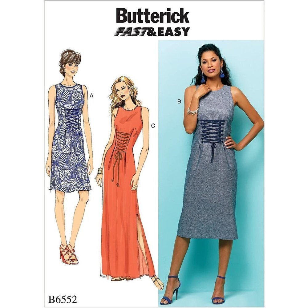 Butterick Sewing Pattern 6552 Misses Dress‎ Lace Front Size 6-14